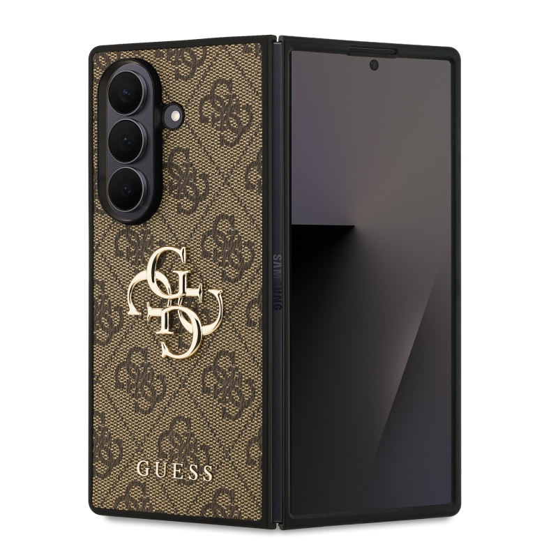 Guess PU 4G fém logós hátlap Samsung Galaxy Z Fold 7 barna barna