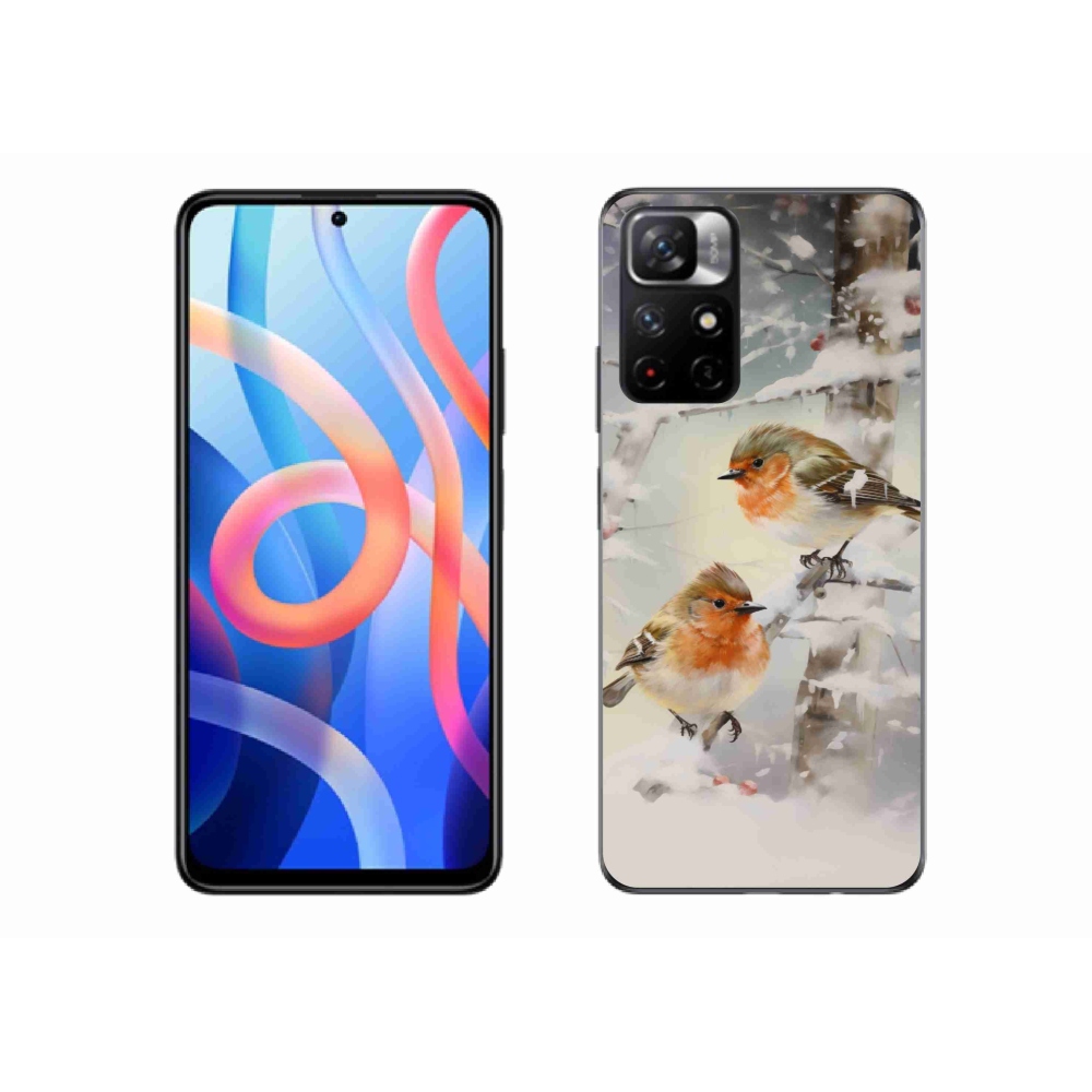 Gél borító mmCase a Xiaomi Redmi Note 11S 5G számára - madarak télen