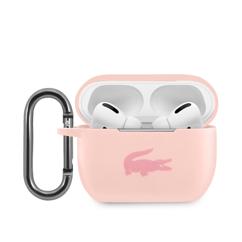 Lacoste Liquid szilikon fényes nyomtatási logó tok Airpods Pro rózsaszínhez