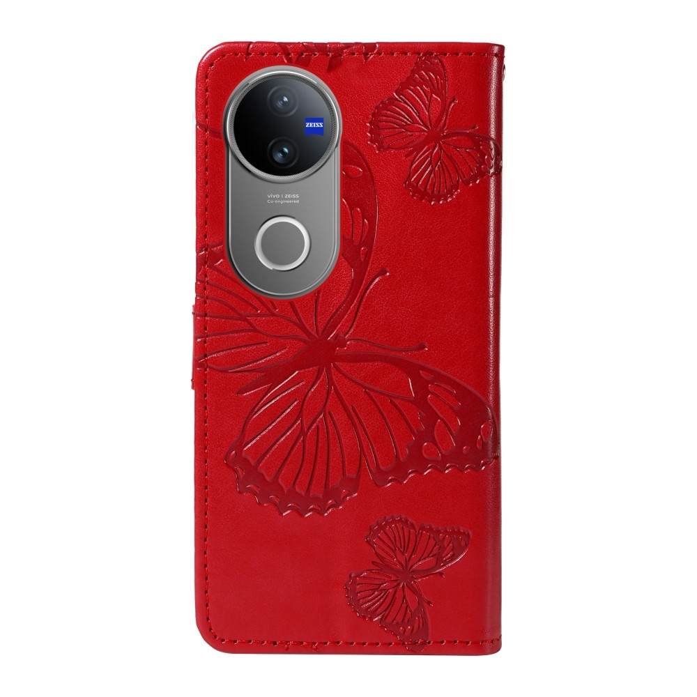 Nagy pillangó könyv tok a Vivo V50 5G-hez - piros