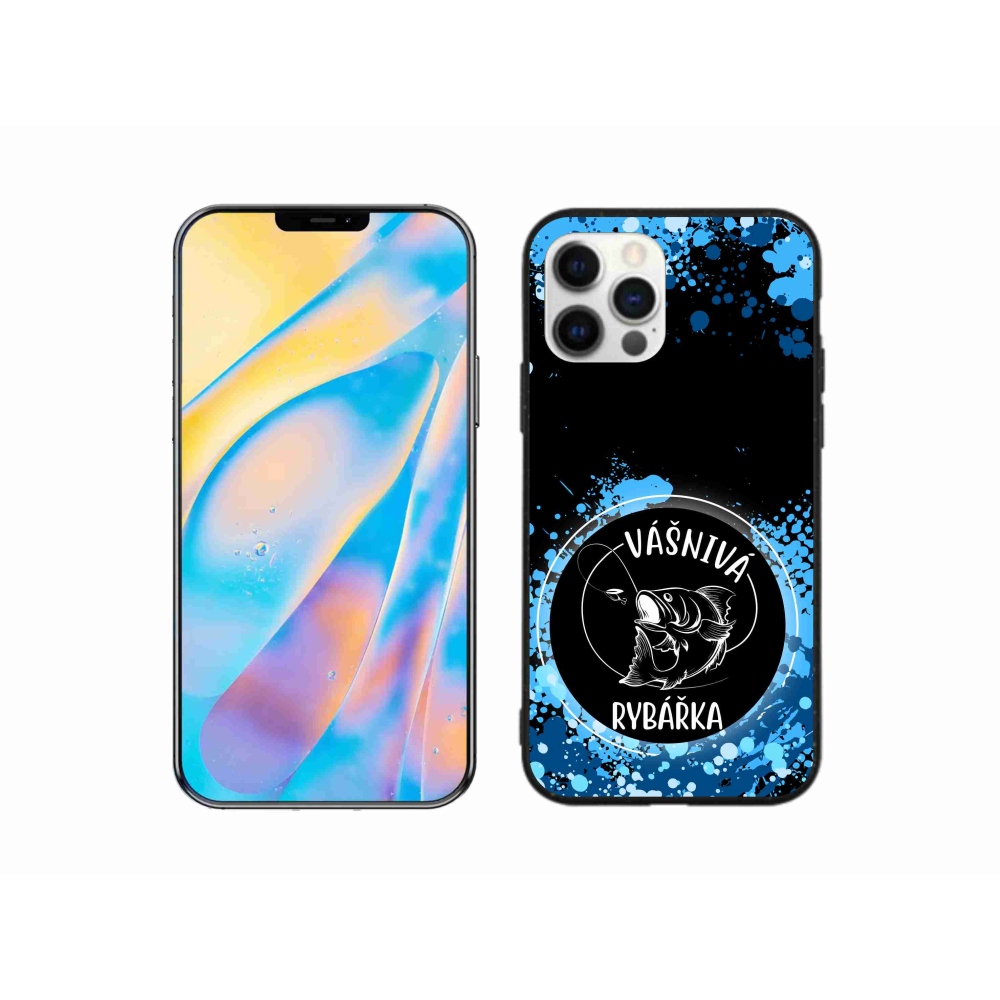 Gél borítás mmCase iPhone 12 Pro készülékhez - szenvedélyes halász fekete háttérrel