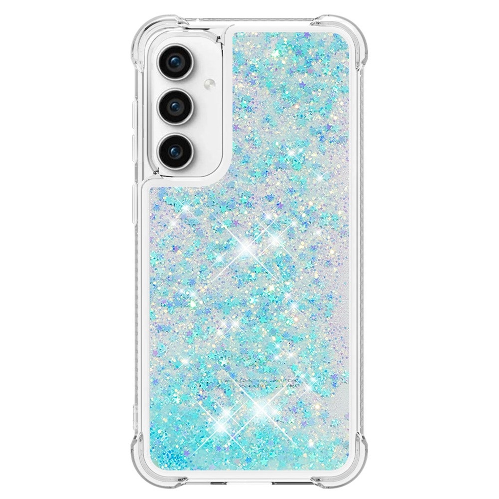 Glitter zselés homokóra hüvely Samsung Galaxy S23 FE készülékhez - kék / csillagok