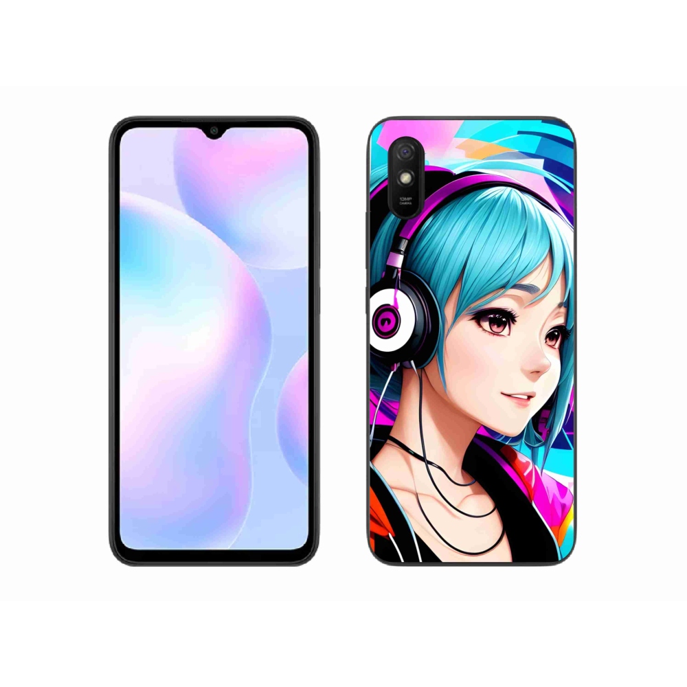 Gél borítás mmCase a Xiaomi Redmi 9A - lány fejhallgatóval