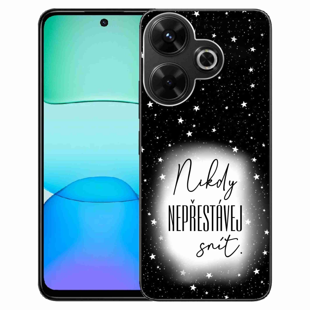 Gél borítás mmCase a Xiaomi Redmi 13 4G/Poco M6 4G - idézet 1 fehér és fekete háttérrel