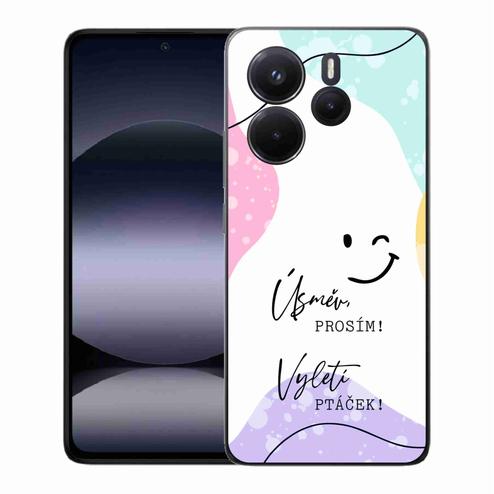 Gél borító mmCase a Xiaomi Redmi Note 14-hez - vicces szöveg 4 fehér háttérrel