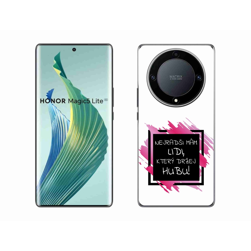 Gél borító mmCase a Honor Magic 5 Lite 5G számára - vicces szöveg 7 fekete és fehér háttérrel