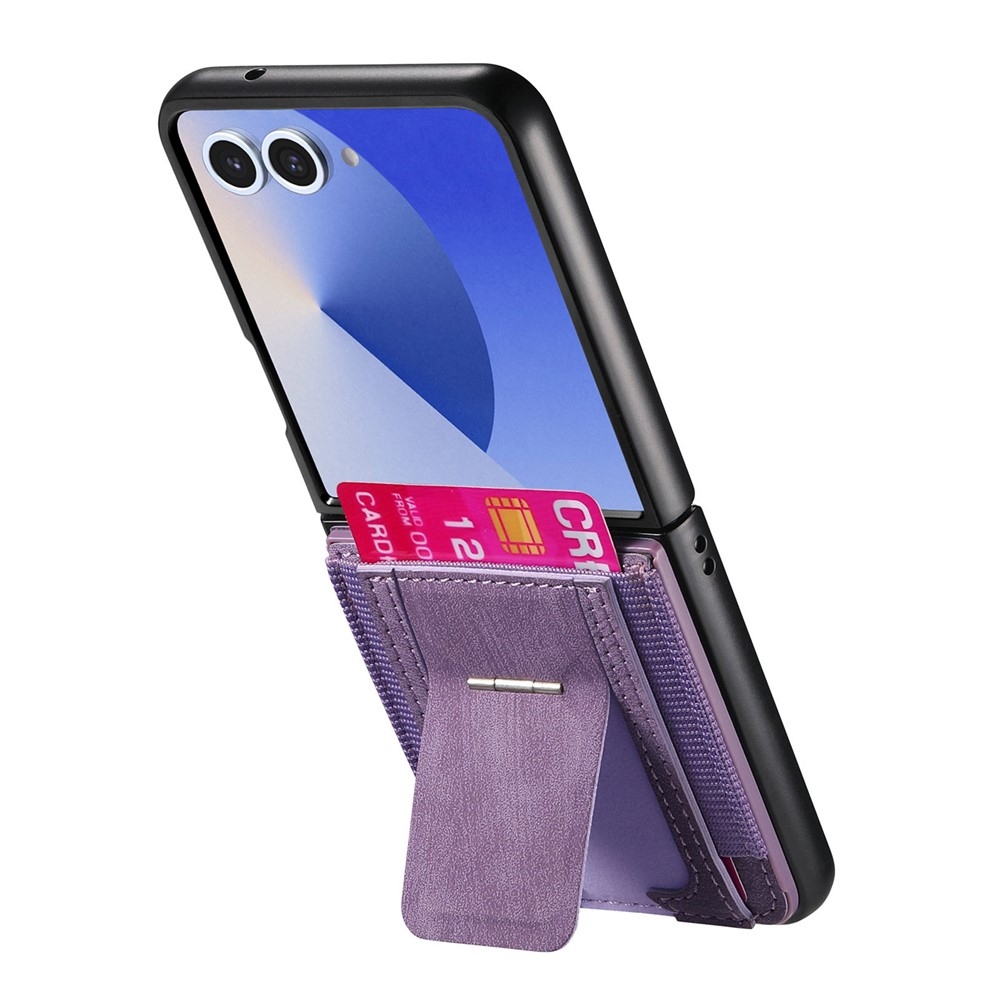 Fényűző műanyag borítás műbőrrel Samsung Galaxy Z Flip7 5G készülékre - lila