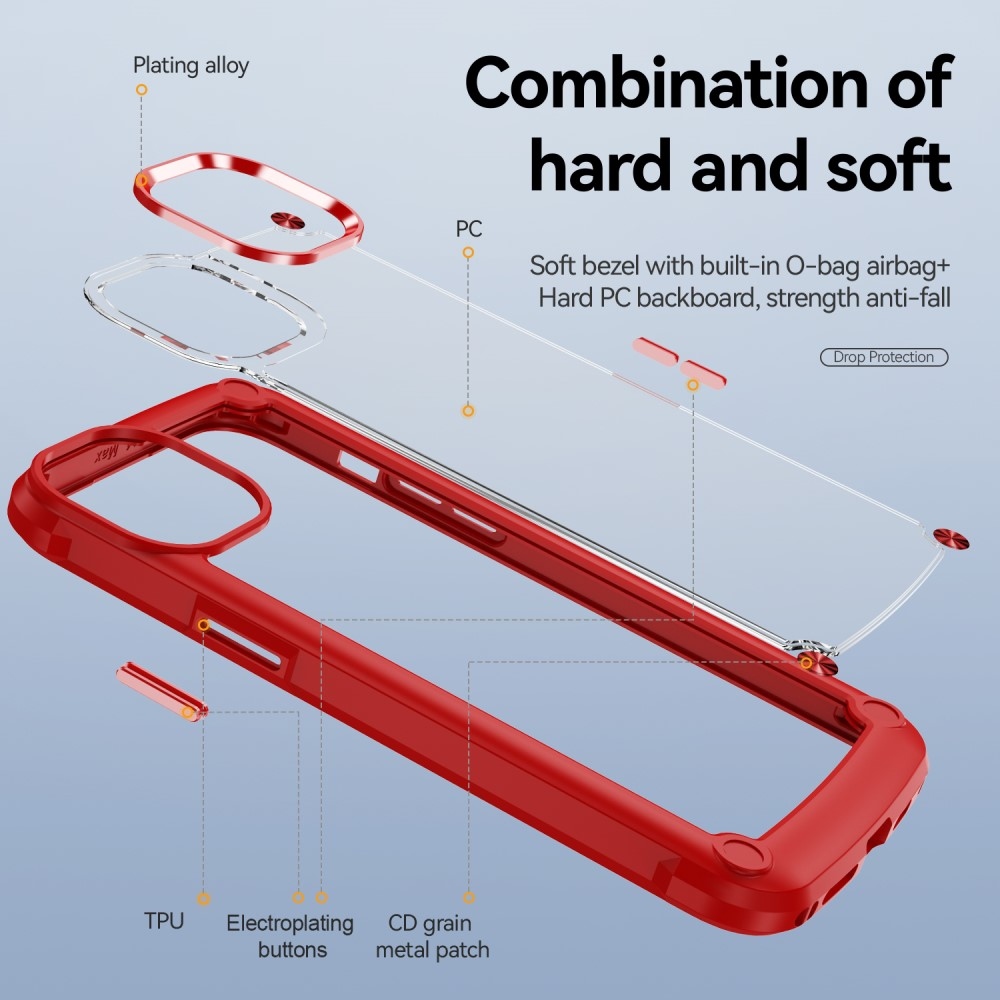 Gél tok fix hátlappal iPhone 15 Pro Max készülékhez - piros