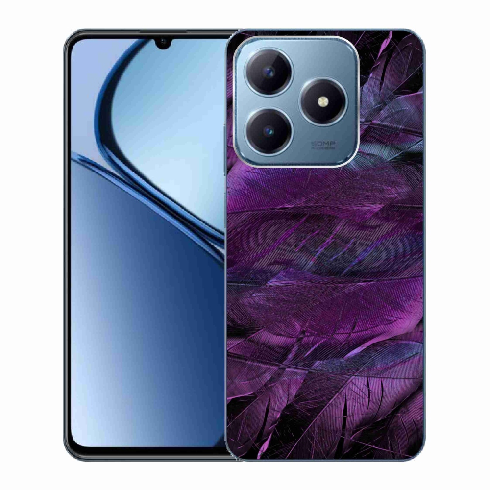 Zselés borítás mmCase a Realme C63 készülékhez - lila tollak
