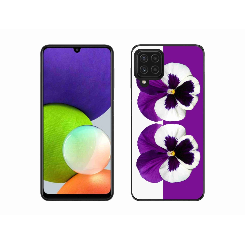 Zselés borítás mmCase Samsung Galaxy A22 4G - lila és fehér virág