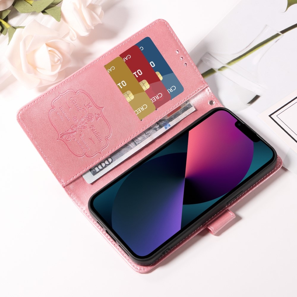 Virágos könyvtáska a Realme 14 5G készülékhez - rózsaszín