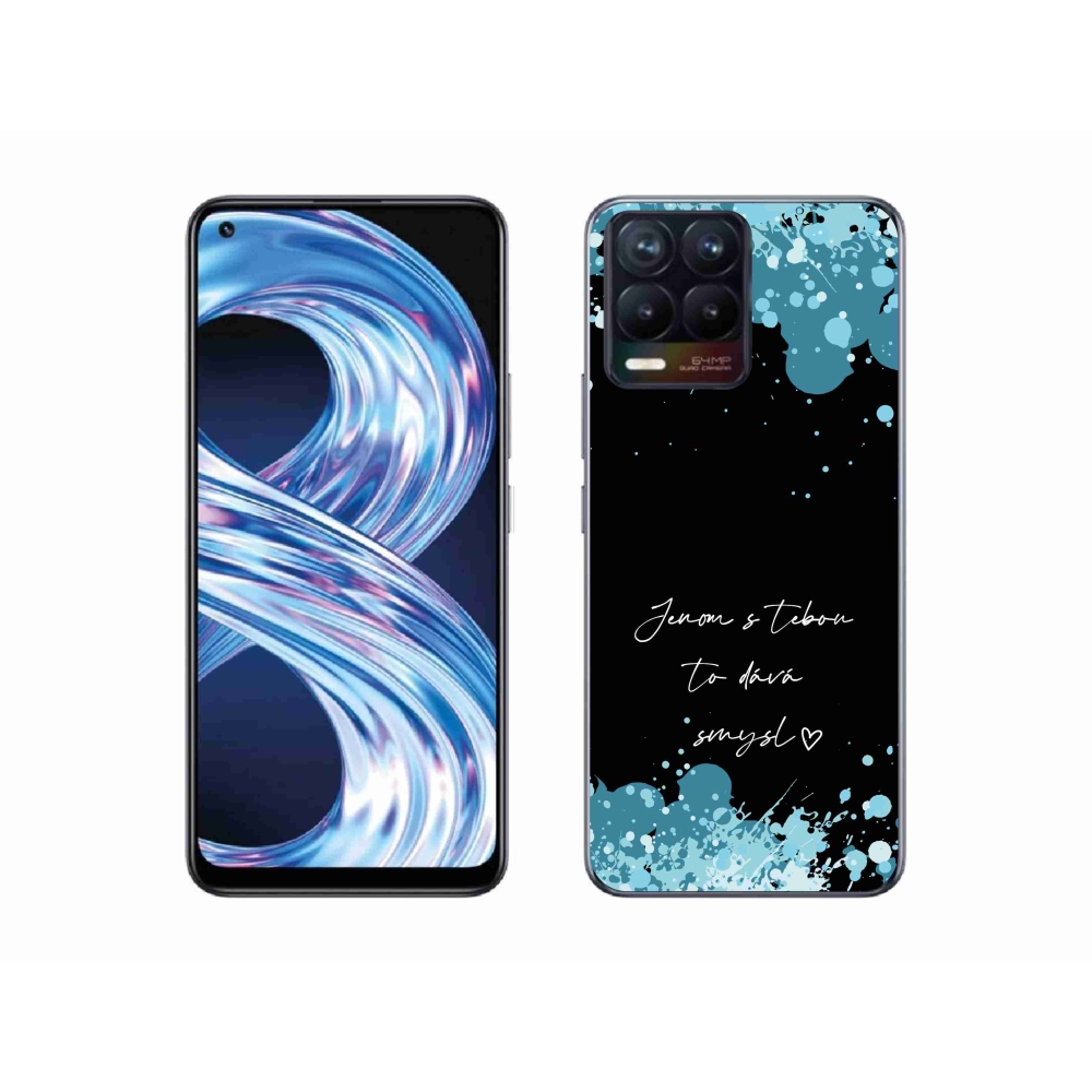 Gél borító mmCase a Realme 8 4G-n - szerelmes szöveg fekete háttérrel