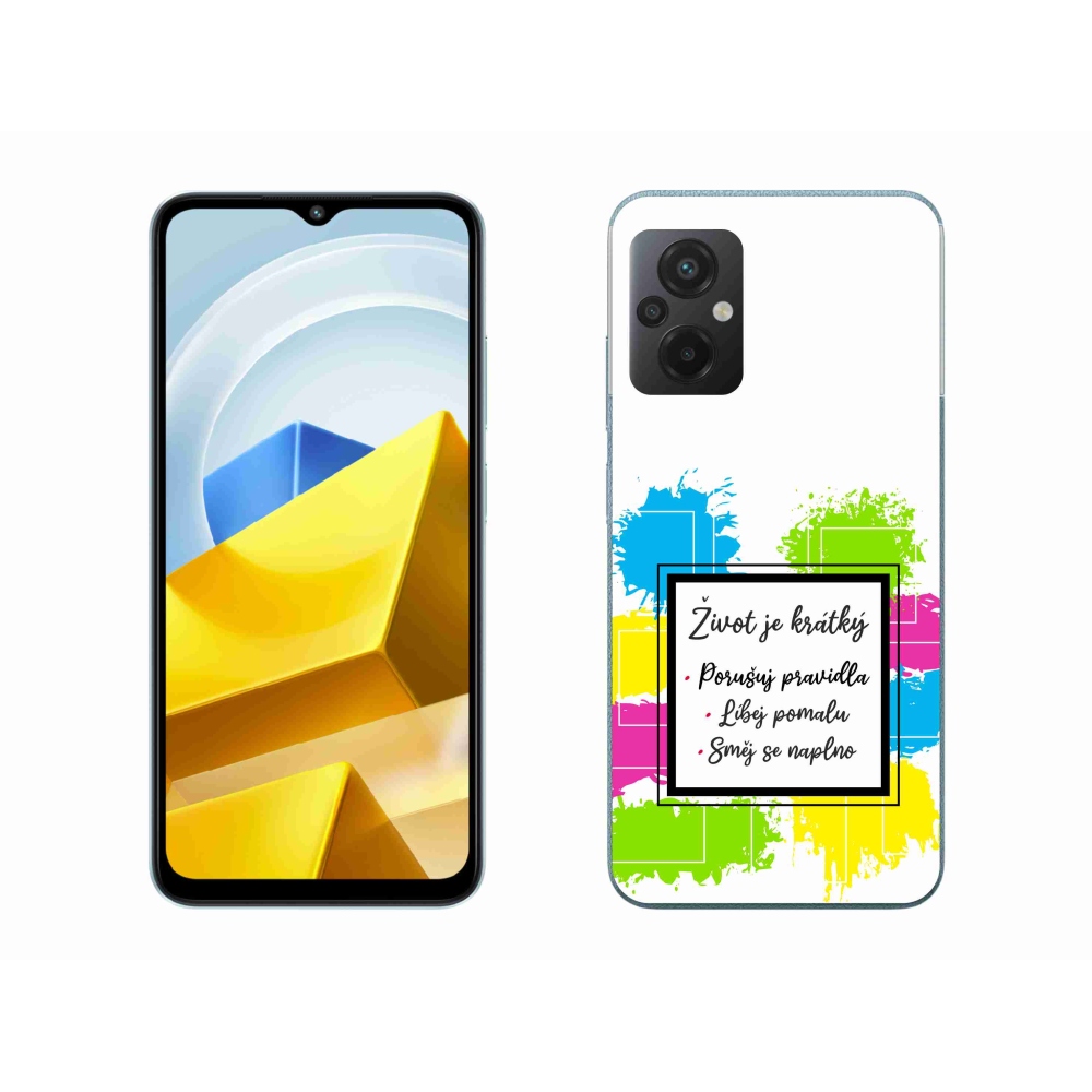 Gél borítás mmCase a Xiaomi Poco M5 4G-n - idézet 5 fehér háttér