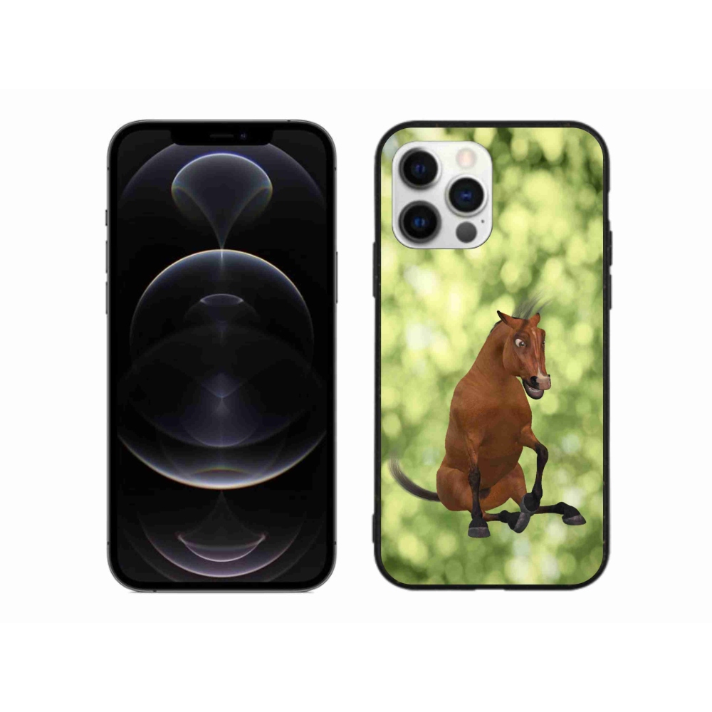 Zselés borítás mmCase iPhone 12 Pro Max készülékhez - barna rajzfilm ló 1