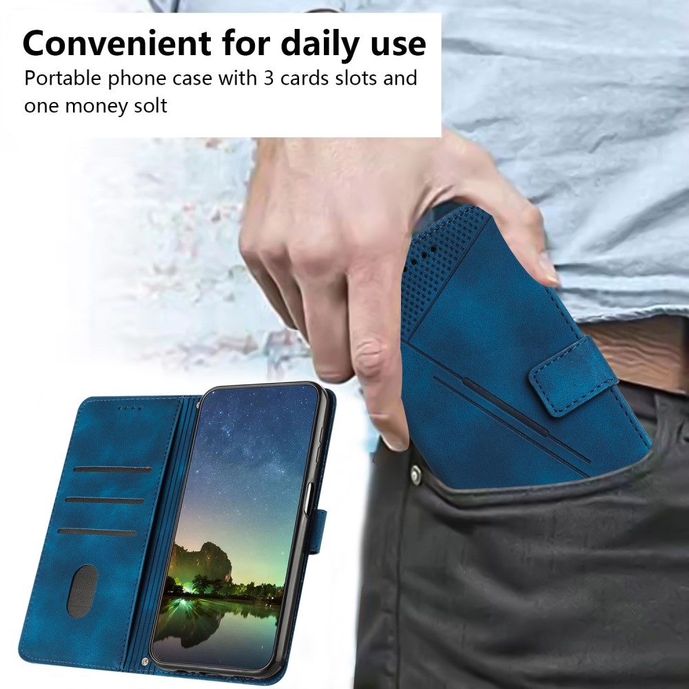 Háromszög alakú könyv tok Samsung Galaxy S25 készülékhez - kék