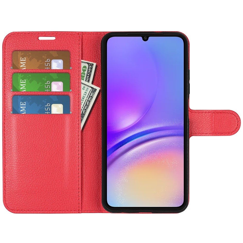 Litchi könyv tok Samsung Galaxy A06 4G - piros