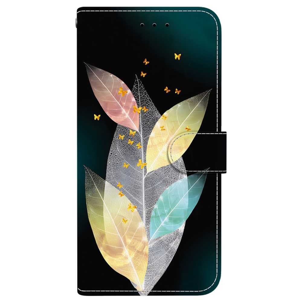 Sokoldalú könyvtáska Samsung Galaxy A36 5G/A56 5G - színes levelek