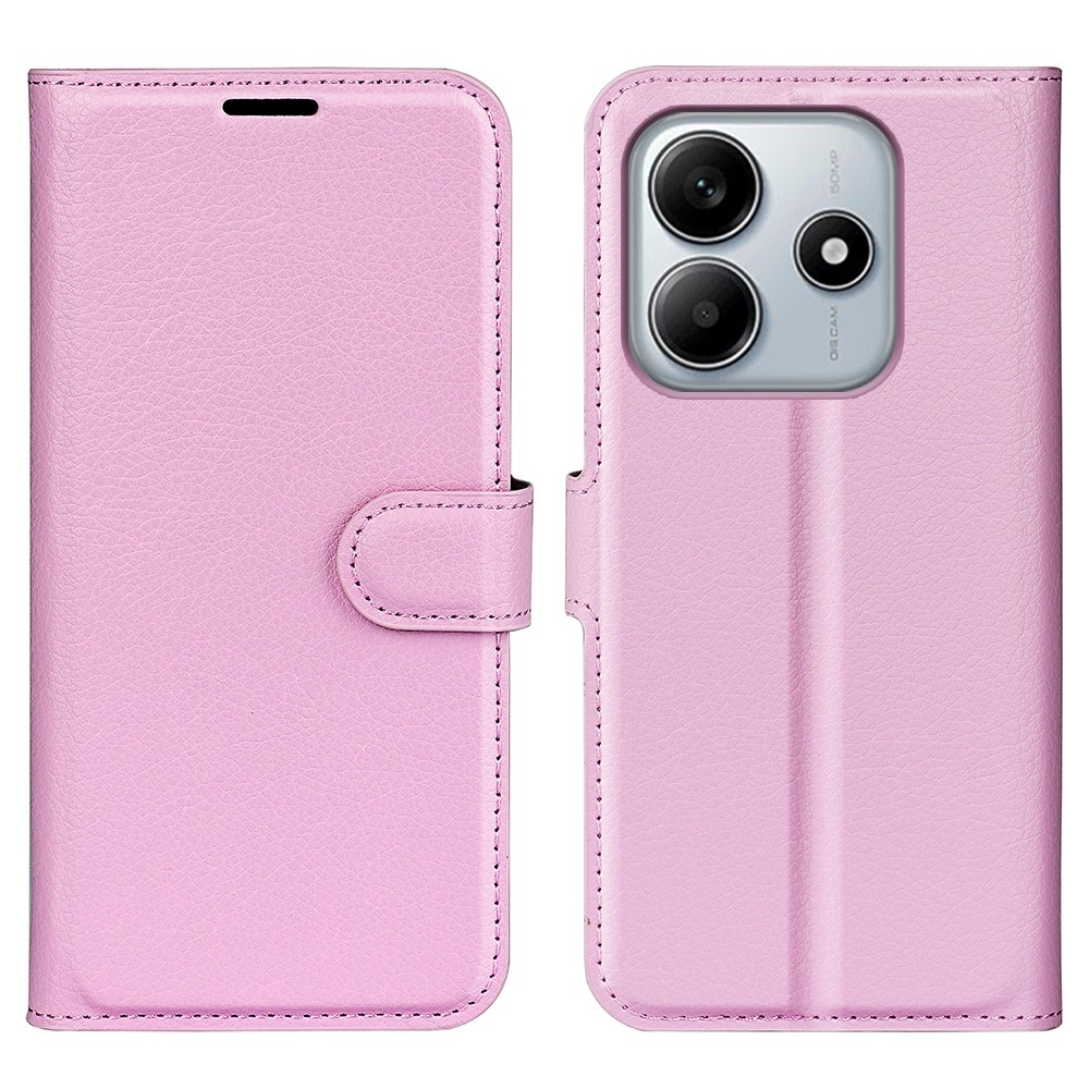 Litchi könyv tok a Xiaomi Redmi Note 14 5G-hez - rózsaszínű