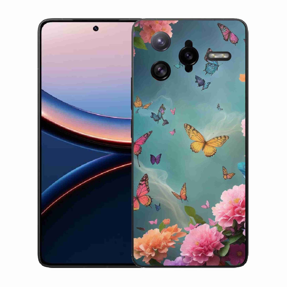 Gél borító mmCase a Xiaomi Poco F7 Ultra számára - színes virágok és pillangók