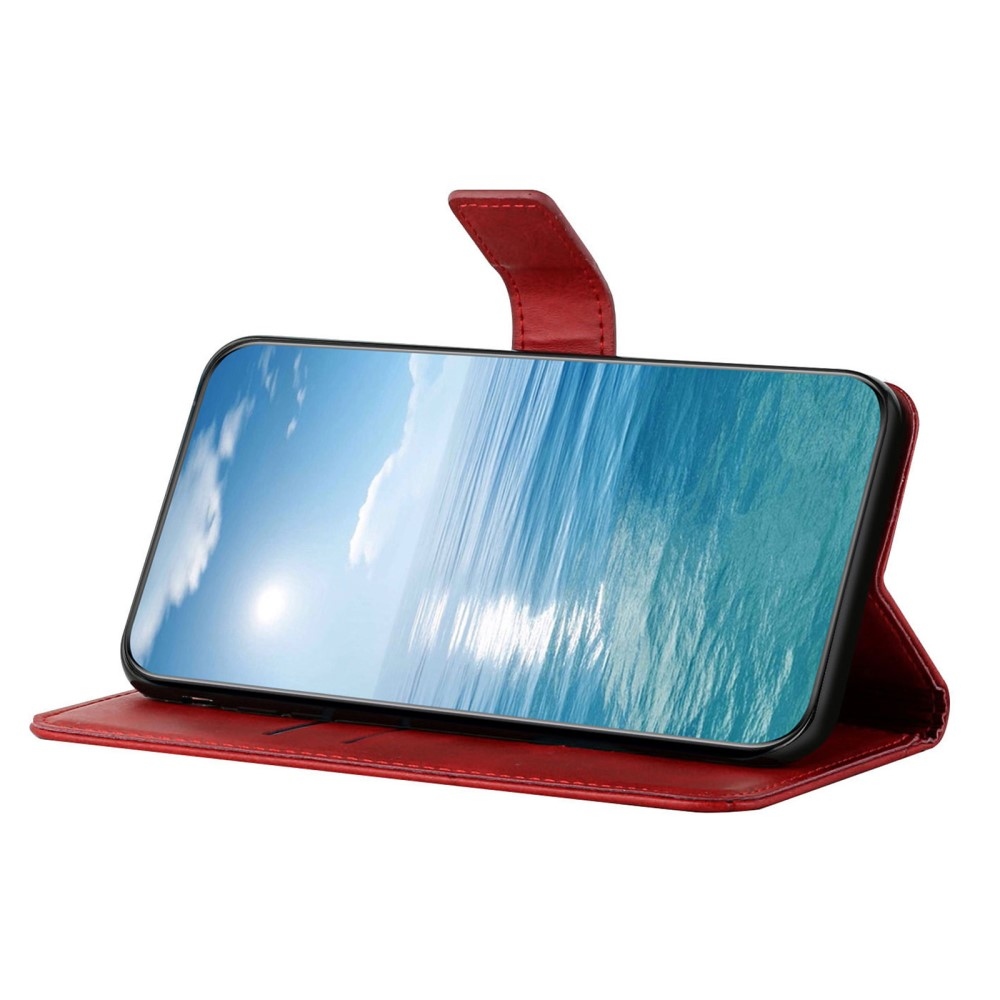 Vonalas könyv tok Xiaomi Redmi Note 14 5G-hez - piros