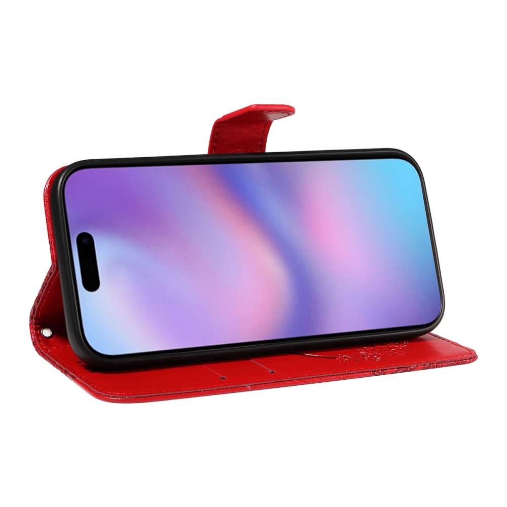 Virágos pillangó könyvtáska iPhone 17 készülékhez - piros
