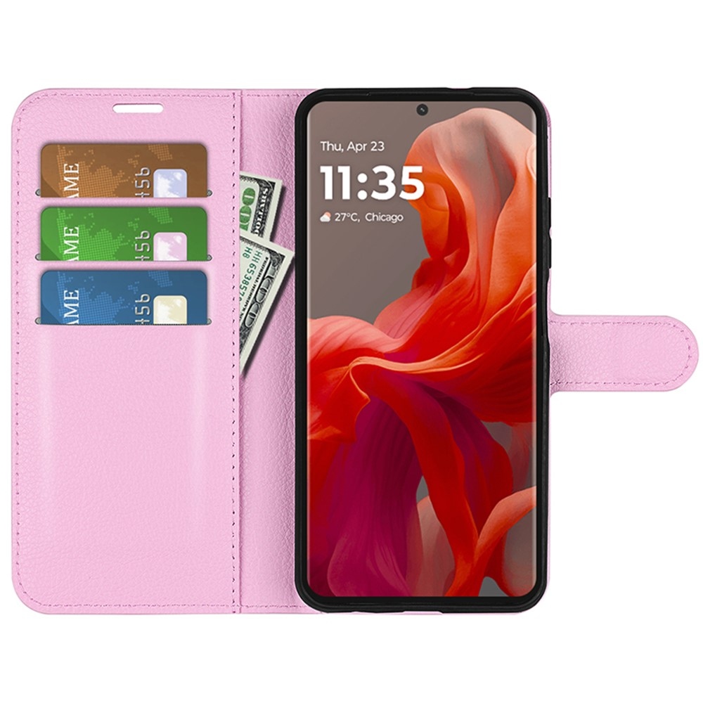 Litchi könyv tok Motorola Moto G85 5G - rózsaszínű