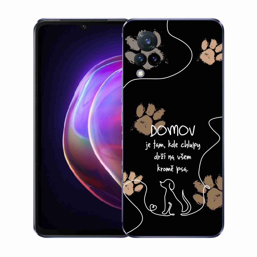 Gél borító mmCase a Vivo V21 4G/5G készülékhez - kutya motívum fekete háttérrel
