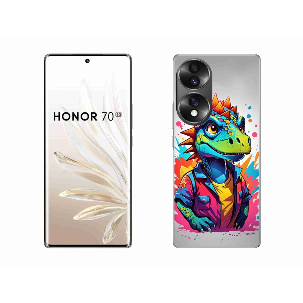 Zselés borító mmCase a Honor 70 készülékhez - színes dinoszaurusz