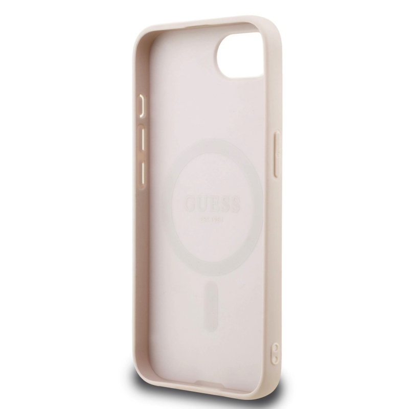 Guess PU 4G kis fém logós MagSafe hátlap iPhone 16e rózsaszínű iPhone 16e számára