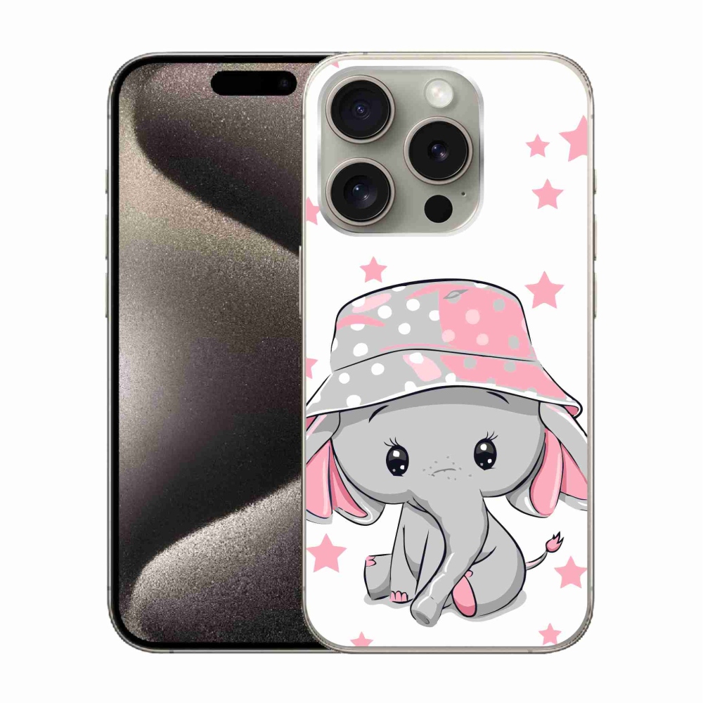 Zselés borítás mmCase iPhone 15 Pro készülékhez - rózsaszín elefánt
