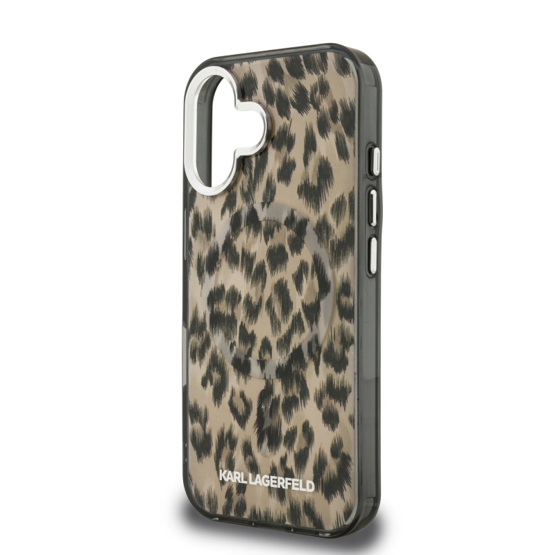 Karl Lagerfeld IML Leopard Leopard MagSafe hátlap iPhone 16-hoz Barna