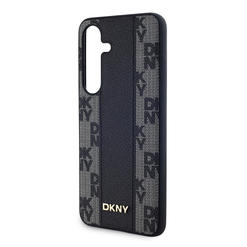 DKNY PU bőr kockás mintás Magsafe hátlap Samsung Galaxy S24+ fekete