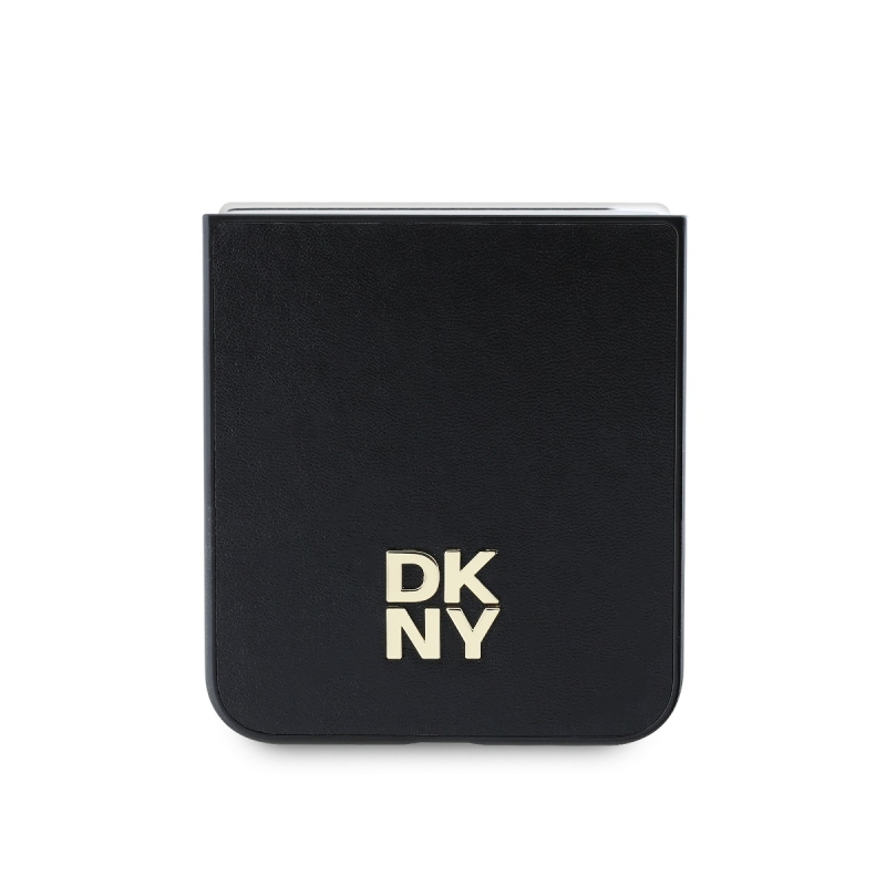 DKNY PU bőr Stack Logo hátlap Samsung Galaxy Z Flip 6 fekete