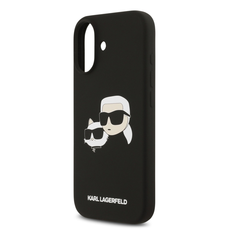 Karl Lagerfeld Folyékony szilikon dupla fejű MagSafe hátlap iPhone 17 fekete színűre
