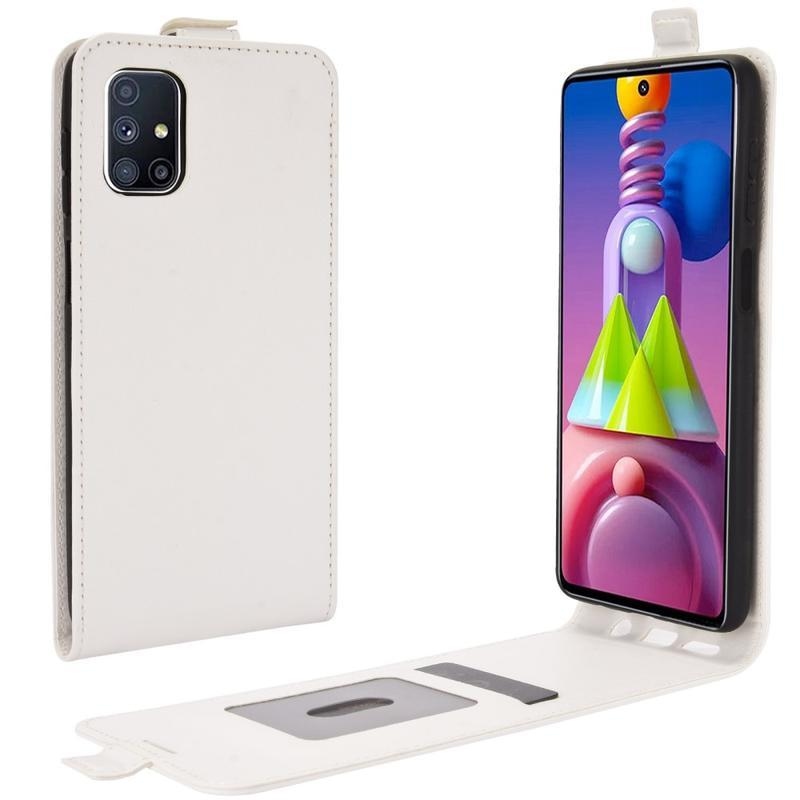Függőleges flip PU bőr mobiltelefon tok Samsung Galaxy M51 - fehér