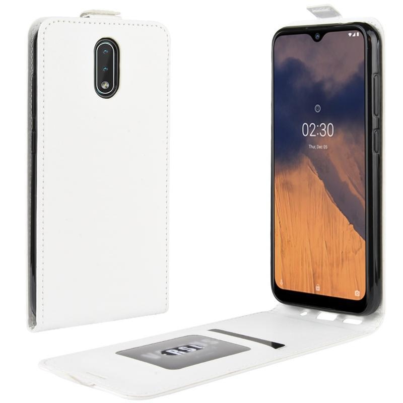 Függőleges PU bőr flip tok Nokia 2.3 készülékhez - fehér