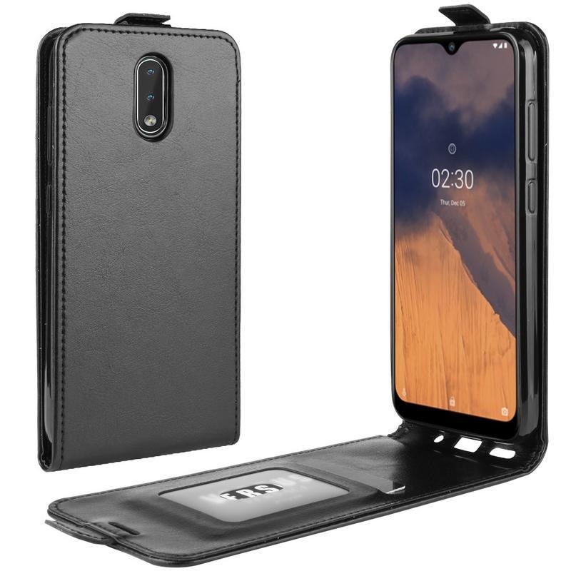 Függőleges PU bőr tok Nokia 2.3 készülékhez - fekete