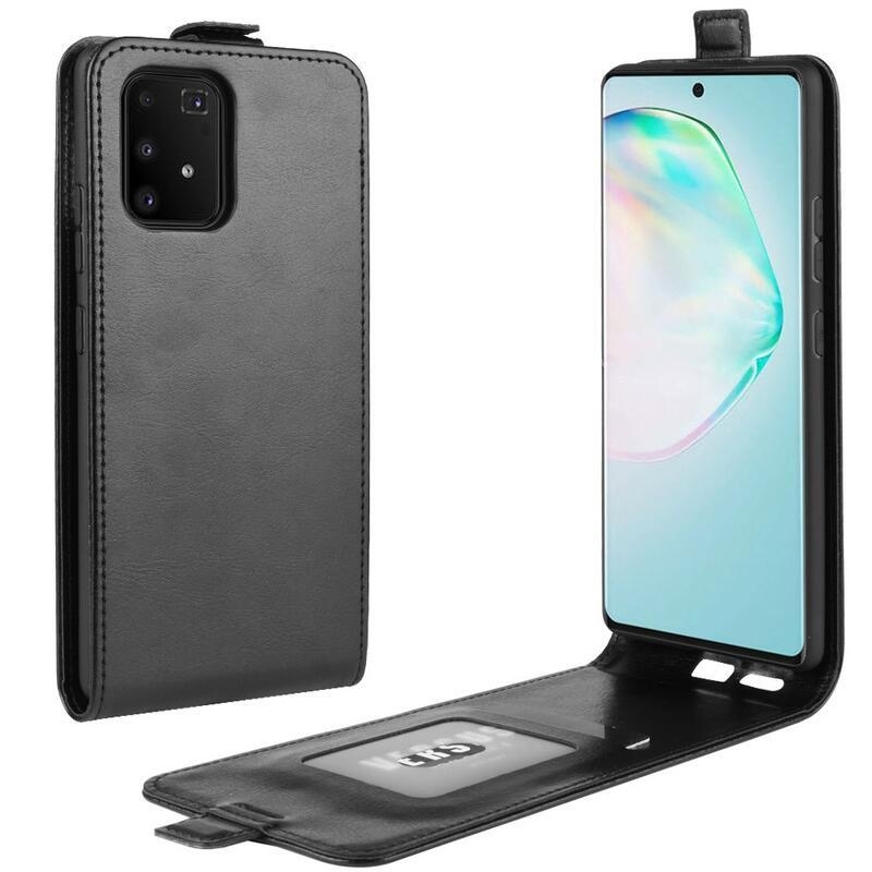 Függőleges PU bőr flip tok Samsung Galaxy S10 Lite készülékhez - fekete