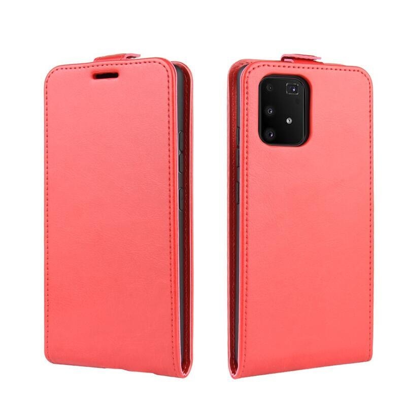 Függőleges PU bőr flip tok Samsung Galaxy S10 Lite készülékhez - piros