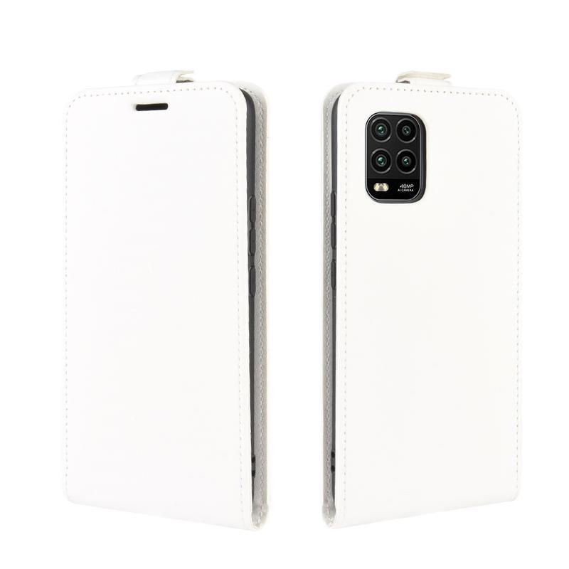 Függőleges PU bőr flip tok Xiaomi Mi 10 Lite-hoz - fehér