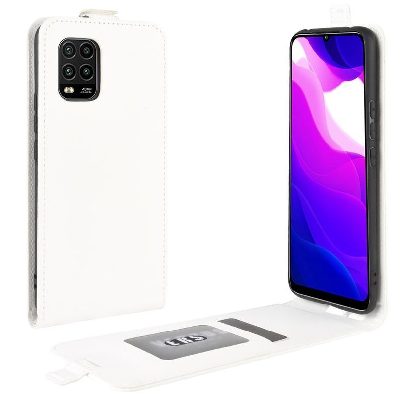 Függőleges PU bőr flip tok Xiaomi Mi 10 Lite-hoz - fehér