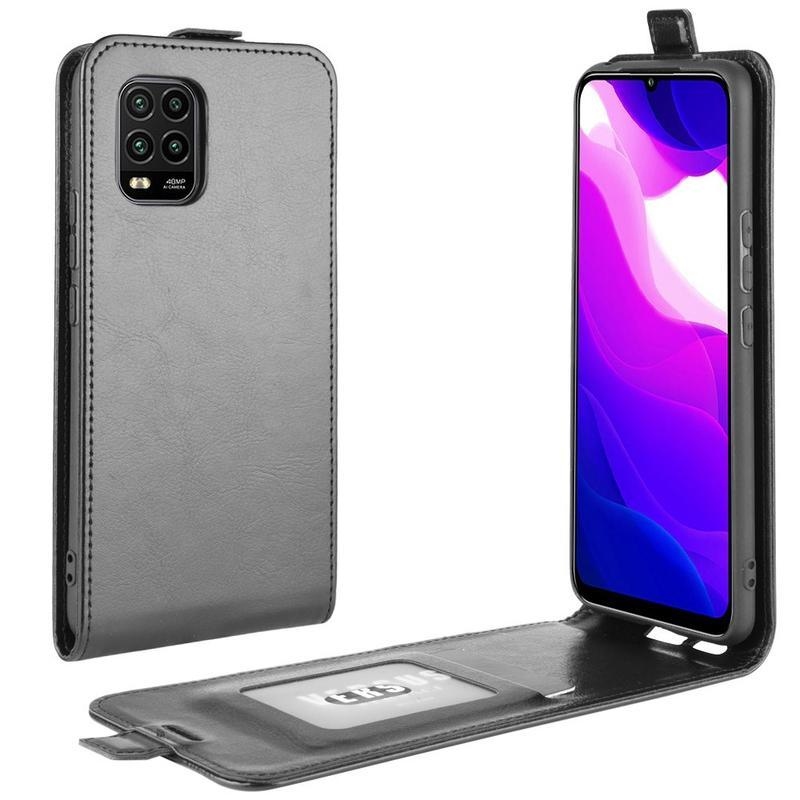 Függőleges PU bőr flip tok Xiaomi Mi 10 Lite-hoz - fekete
