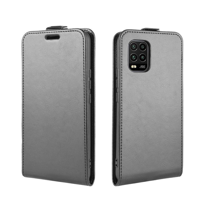 Függőleges PU bőr flip tok Xiaomi Mi 10 Lite-hoz - fekete