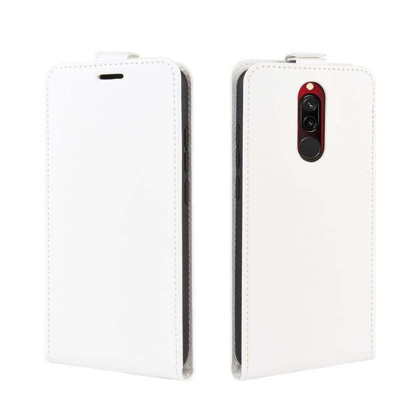 Függőleges PU bőr flip tok Xiaomi Redmi 8-hoz - fehér