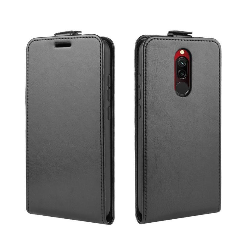 Függőleges PU bőr flip tok Xiaomi Redmi 8-hoz - fekete