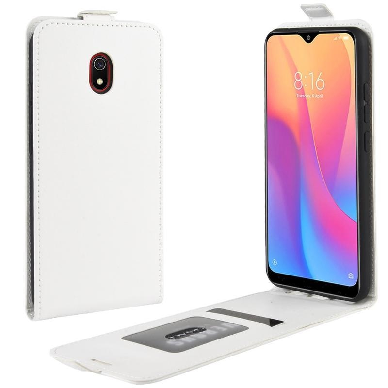 Függőleges PU bőr flip tok Xiaomi Redmi 8A-hoz - fehér