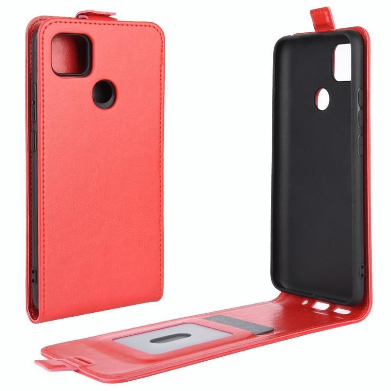 Függőleges PU bőr flip tok Xiaomi Redmi 9C-hez - piros