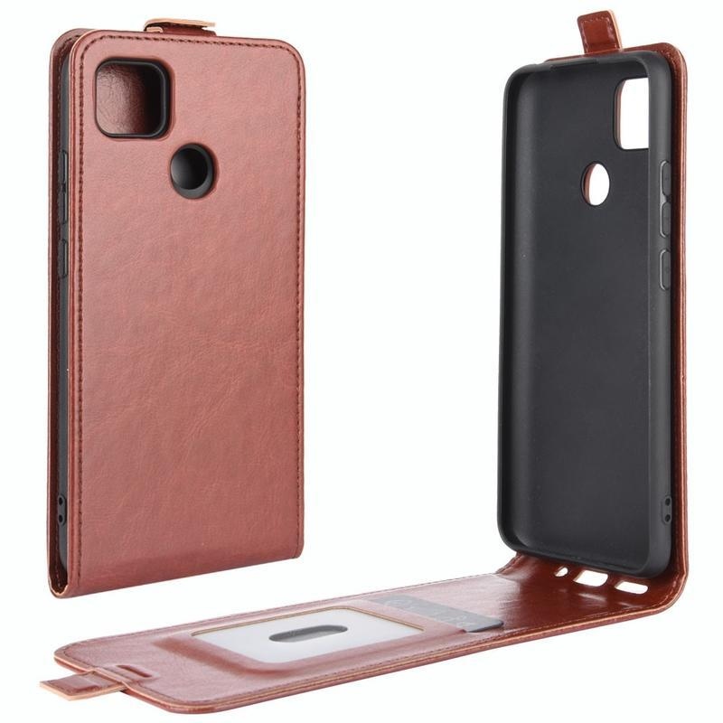 Függőleges PU bőr flip tok Xiaomi Redmi 9C - barna