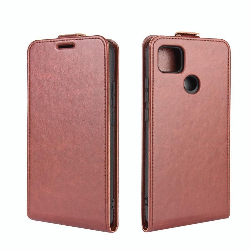 Függőleges PU bőr flip tok Xiaomi Redmi 9C - barna