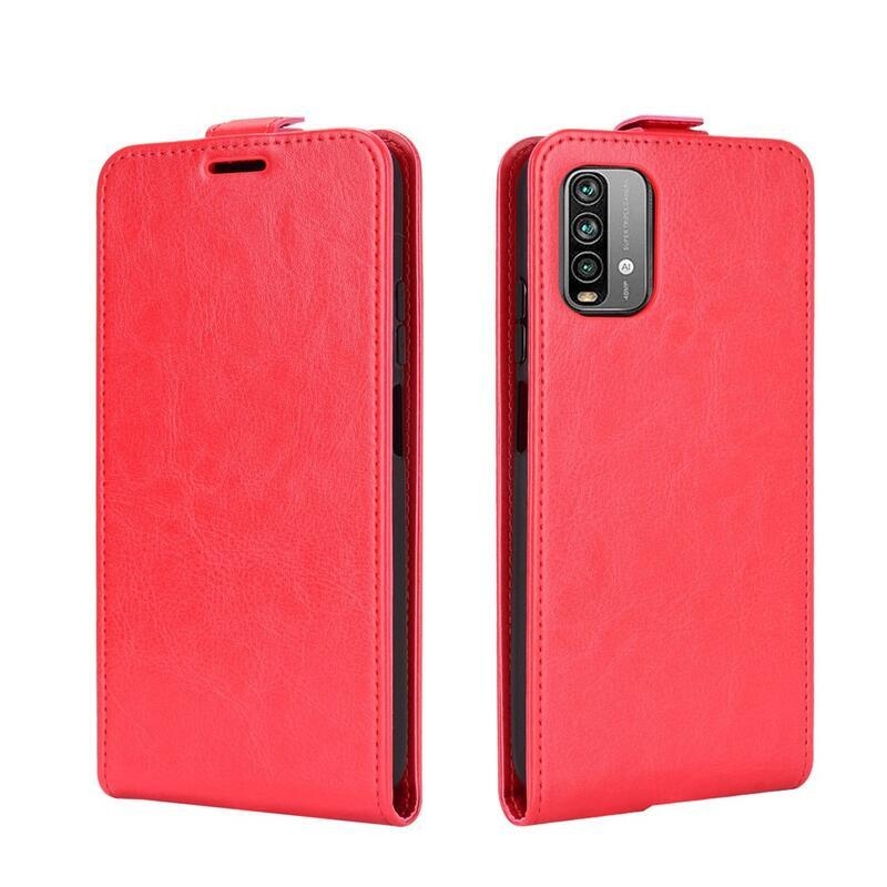 Függőleges PU bőr flip tok Xiaomi Redmi 9T/Poco M3-hoz - piros